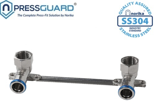 Stainless Steel 304 Press Fit Double Elbow Wall Mounted Plate
